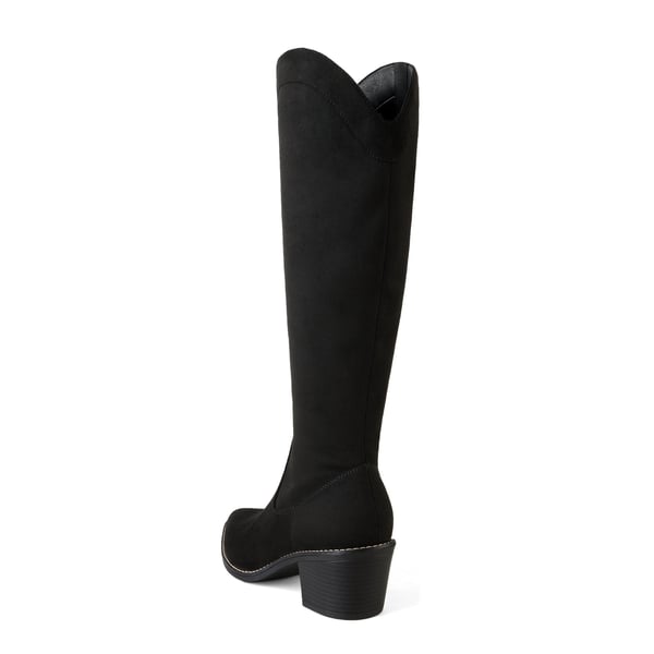 Montana Pointed Toe Knee High Boots - BLACK SUEDE - 4